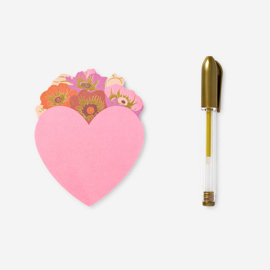 Heart sticky notes with gold gel pen