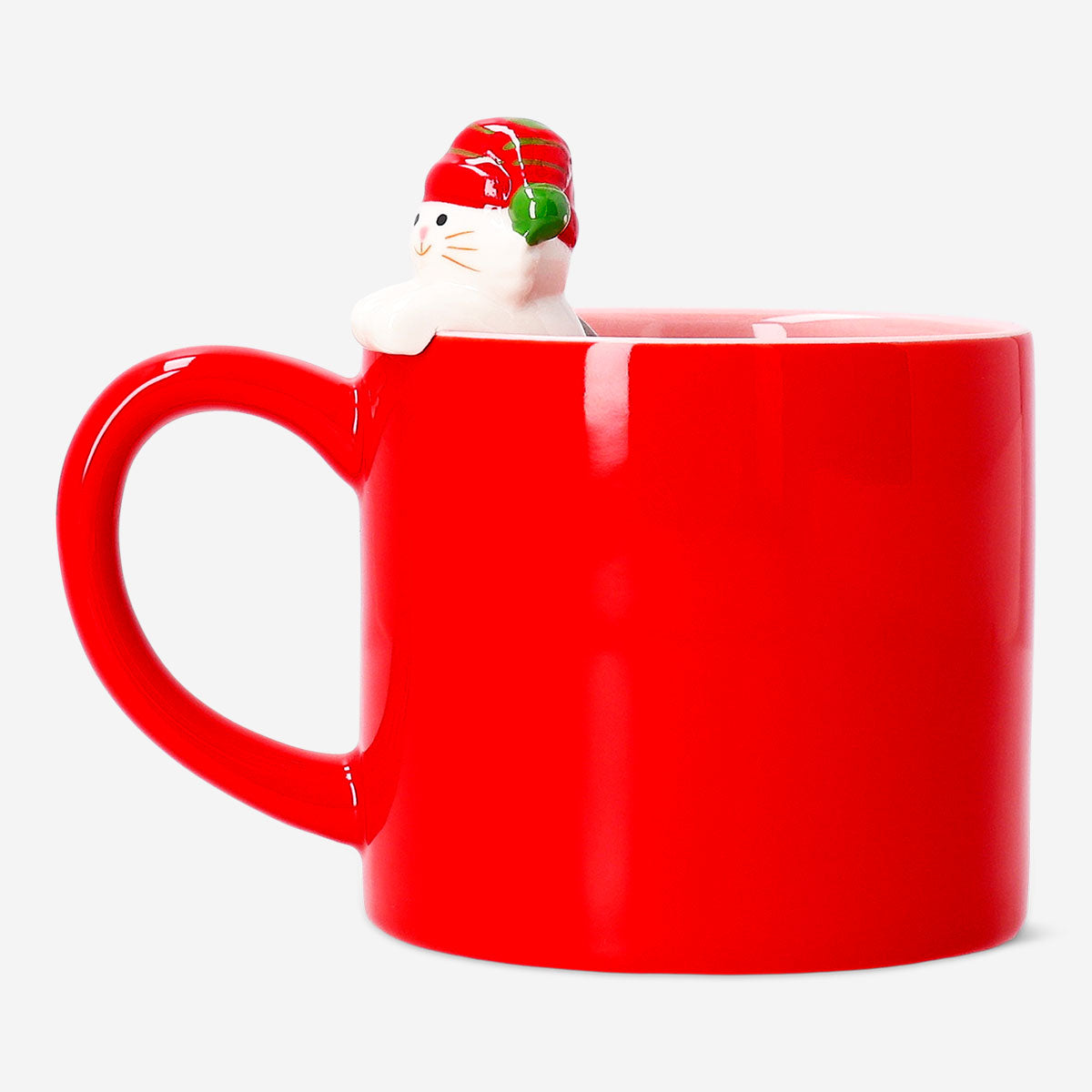 Ceramic 3D cat mug with 420 ml capacity from Flying Tiger Copenhagen, featuring a playful cat design on a white kitchen mug.