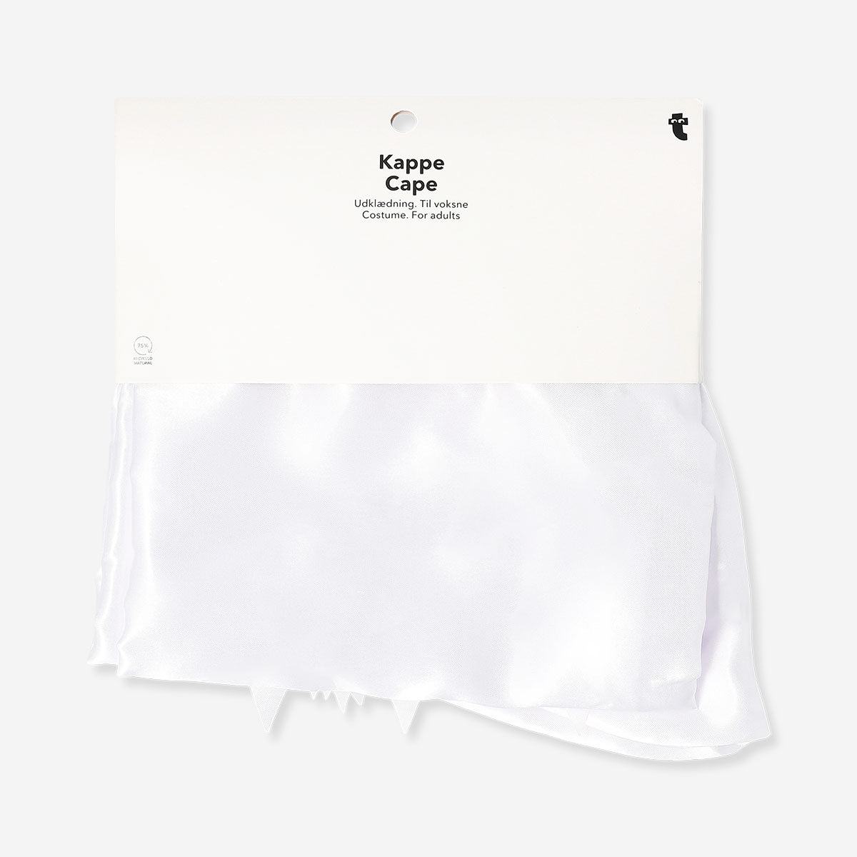 Silver ghost cape costume for adults, Flying Tiger Copenhagen party attire, featuring shiny silver fabric and ghostly style.
