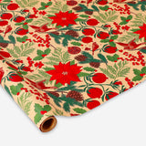 Flying Tiger Copenhagen Christmas flower craft wrapping paper, 400 cm roll with festive floral design for holiday gift wrapping.