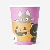 Set of 8 Flying Tiger Copenhagen Halloween print paper cups for party use, featuring spooky themed designs on white background.
