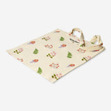 Flying Tiger Copenhagen flower print textile tote bag with colorful floral design and sturdy handles.