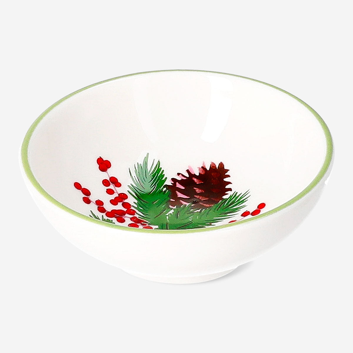 Mini ceramic bowl with pine tree branch print, 8 cm, from Flying Tiger Copenhagen, suitable for kitchen use.