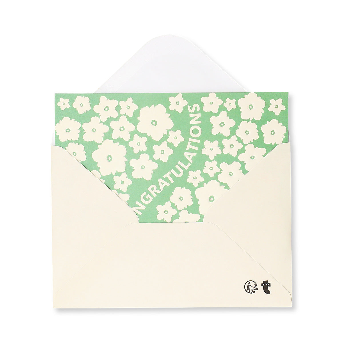 Flying Tiger Copenhagen floral greetings card with congratulatory message, suitable for office occasions.