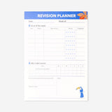 Flying Tiger Copenhagen office revision planner pad with organized pages for daily and weekly planning.