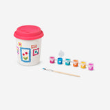 DIY to-go coffee mug by Flying Tiger Copenhagen, 360 ml hobby kit with colorful components and assembled mug visible in the image.