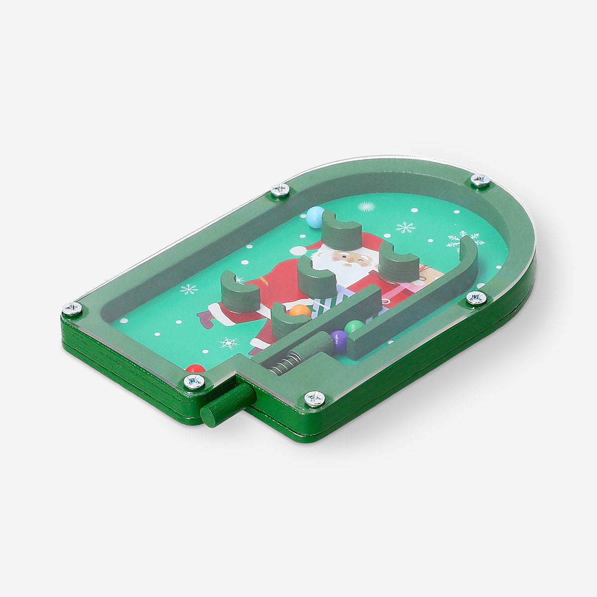 Flying Tiger Copenhagen Christmas-themed pinball game with festive holiday decorations and colorful playfield.