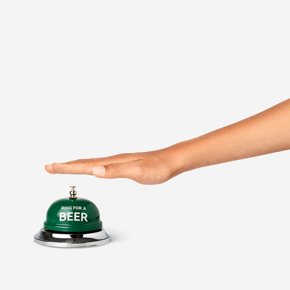 Flying Tiger Copenhagen beer bell gadget with a wooden handle and metal bell for ringing during celebrations.