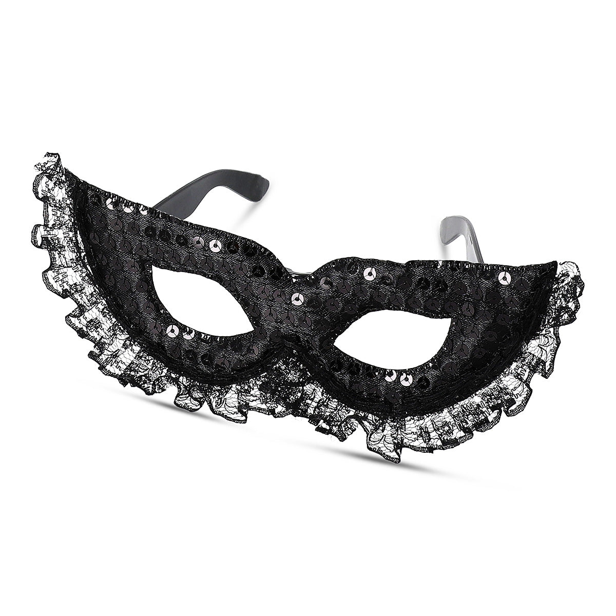Black lace party glasses for adults with intricate lace detailing, perfect for festive occasions, by Flying Tiger Copenhagen.