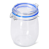 Glass jar with navy rim, 14 cm tall, suitable for kitchen storage, by Flying Tiger Copenhagen.