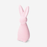 Decorative pink flock rabbit - 21 cm