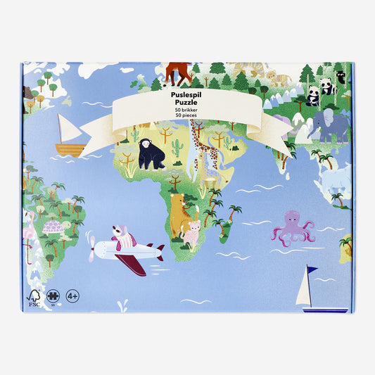 Puzzle - Mapa-mundo ilustrado
