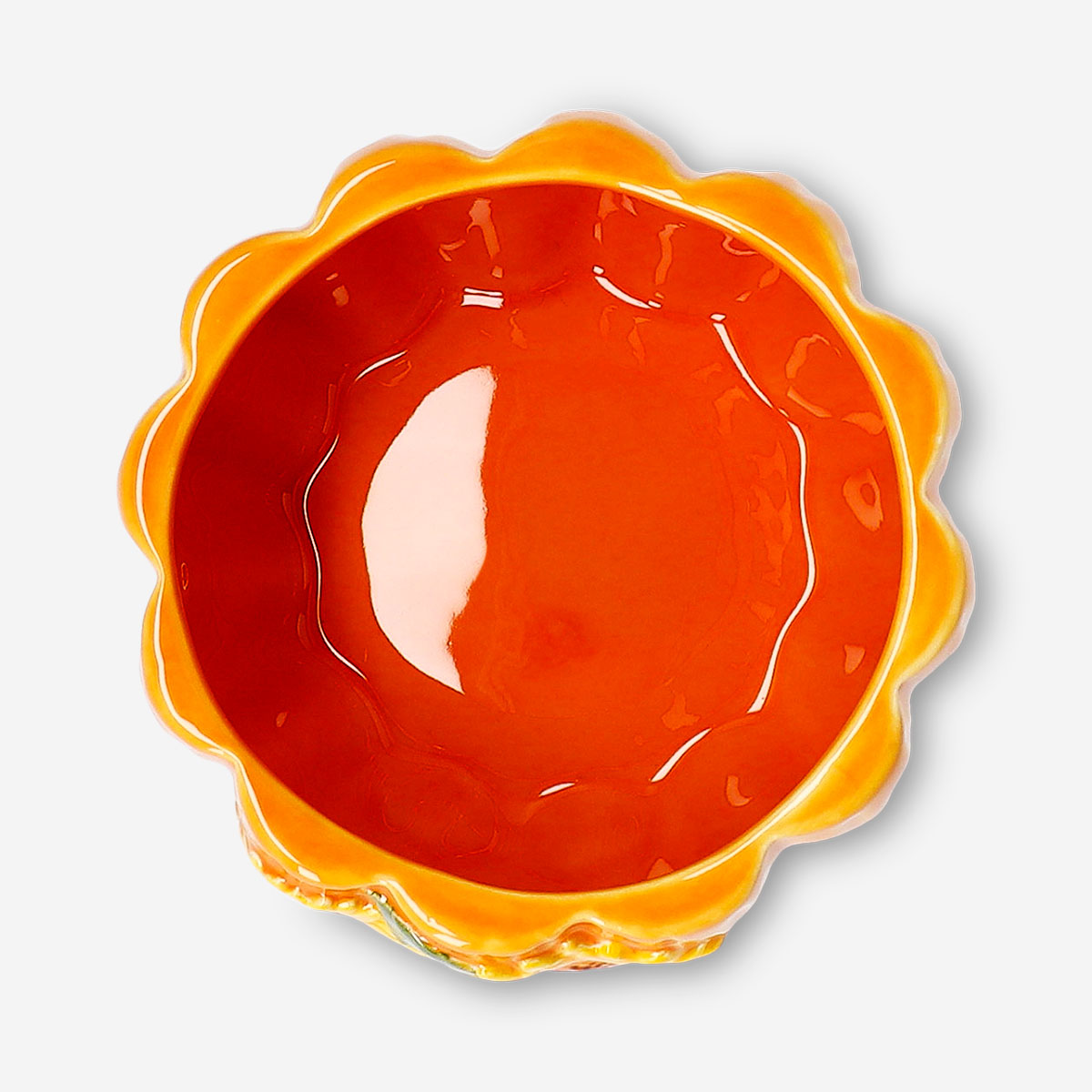 12 cm ceramic kitchen bowl with embossed sunflower design by Flying Tiger Copenhagen, featuring a decorative sunflower pattern.