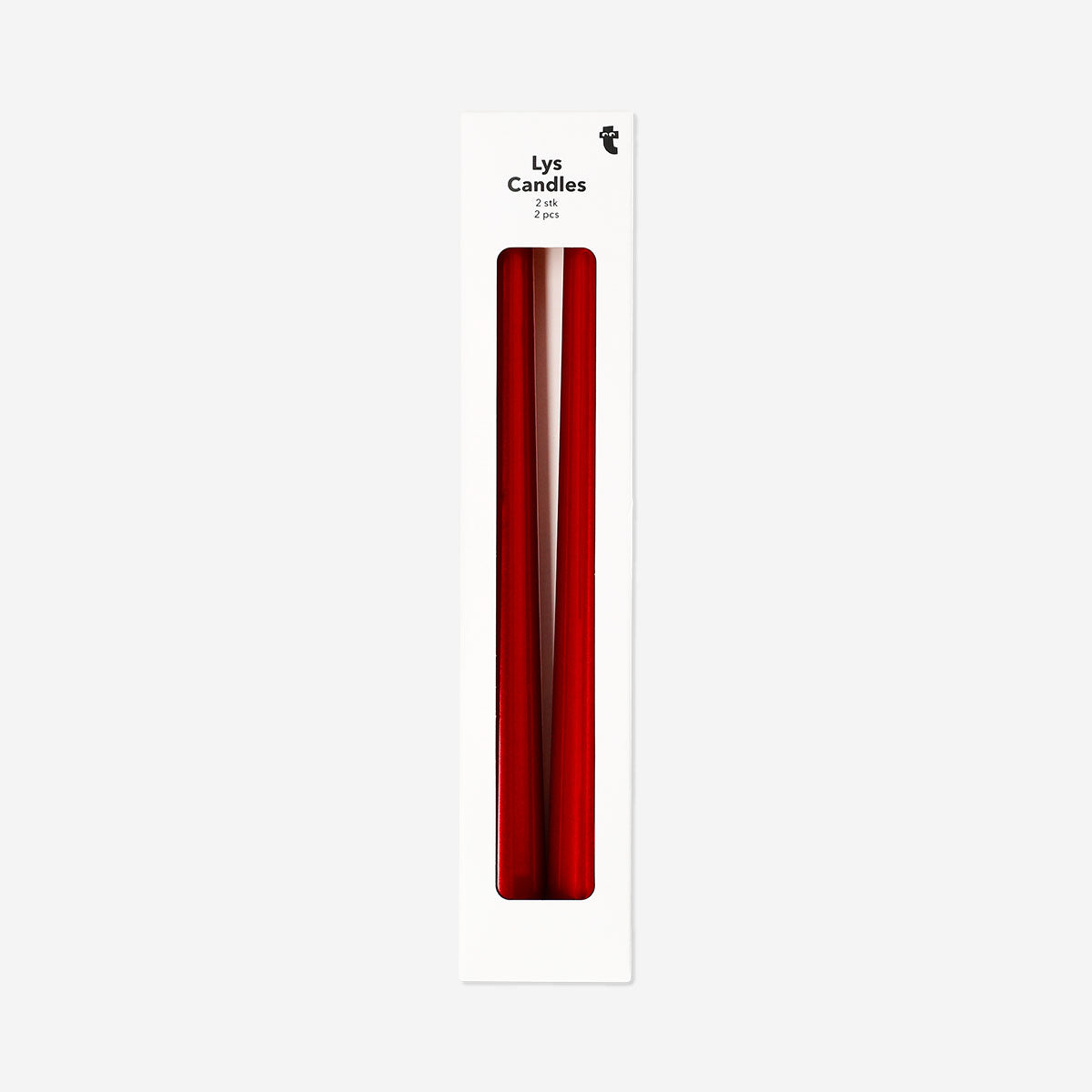 Pair of red dinner candles from Flying Tiger Copenhagen, ideal for home table settings and decorative lighting.