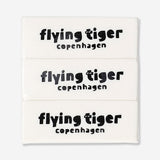 Set of three office erasers by Flying Tiger Copenhagen, featuring colorful, rectangular erasers on a white background.
