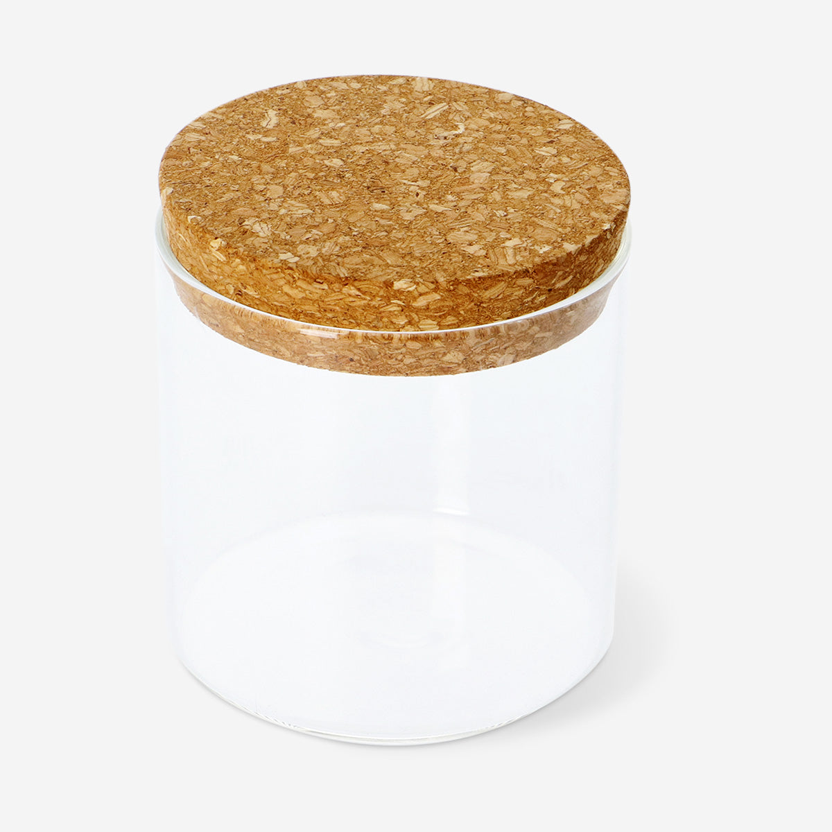 Glass jar with cork lid for kitchen storage, 10 cm, by Flying Tiger Copenhagen, featuring clear glass and natural cork top.