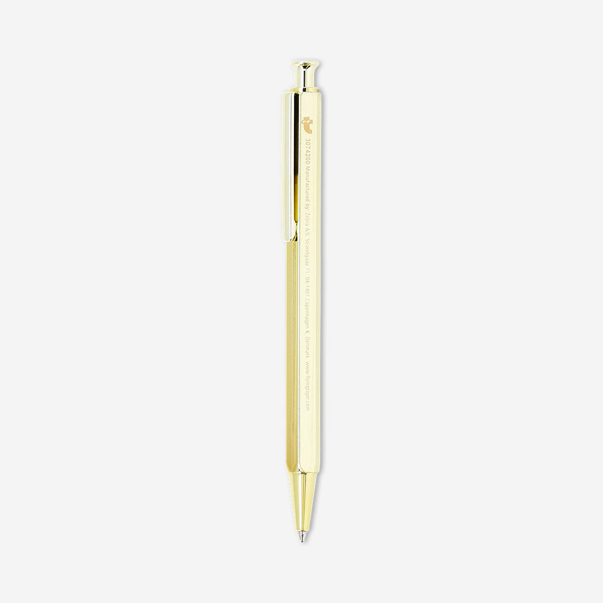 Gold Flying Tiger Copenhagen ballpoint pen for office use, featuring a sleek design with a smooth ink flow.