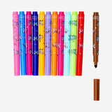 Set of 12 colorful office markers in a unicorn-themed case from Flying Tiger Copenhagen, perfect for school or office use.