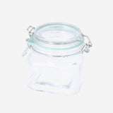 Flying Tiger Copenhagen square glass storage jar, 460 ml, with clear glass and airtight lid