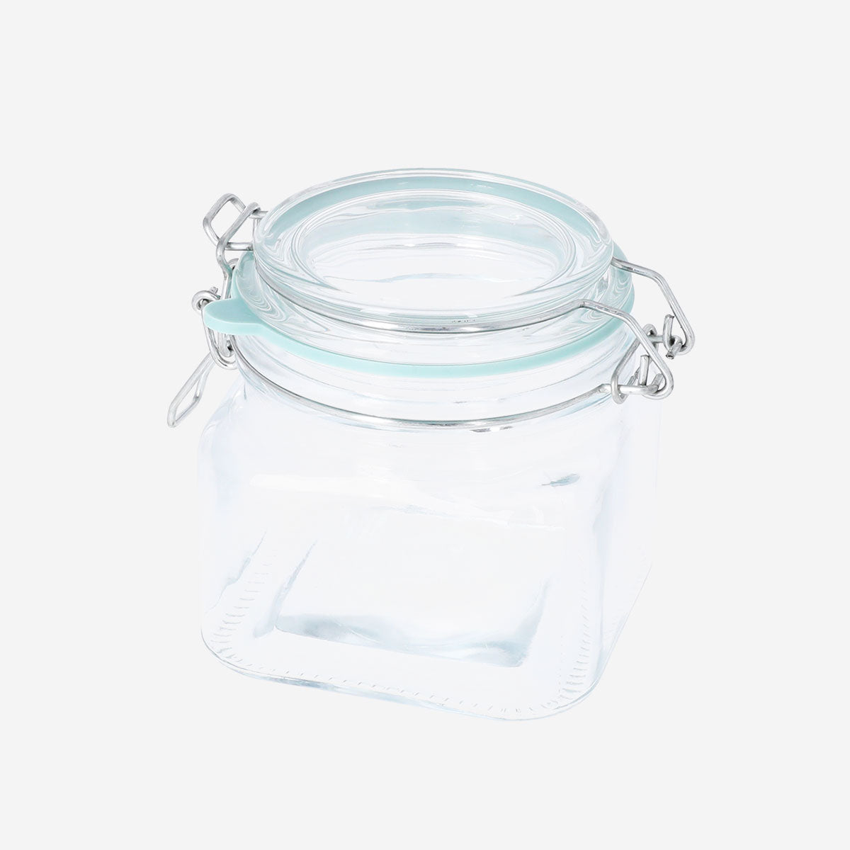 Flying Tiger Copenhagen square glass storage jar, 460 ml, with clear glass and airtight lid