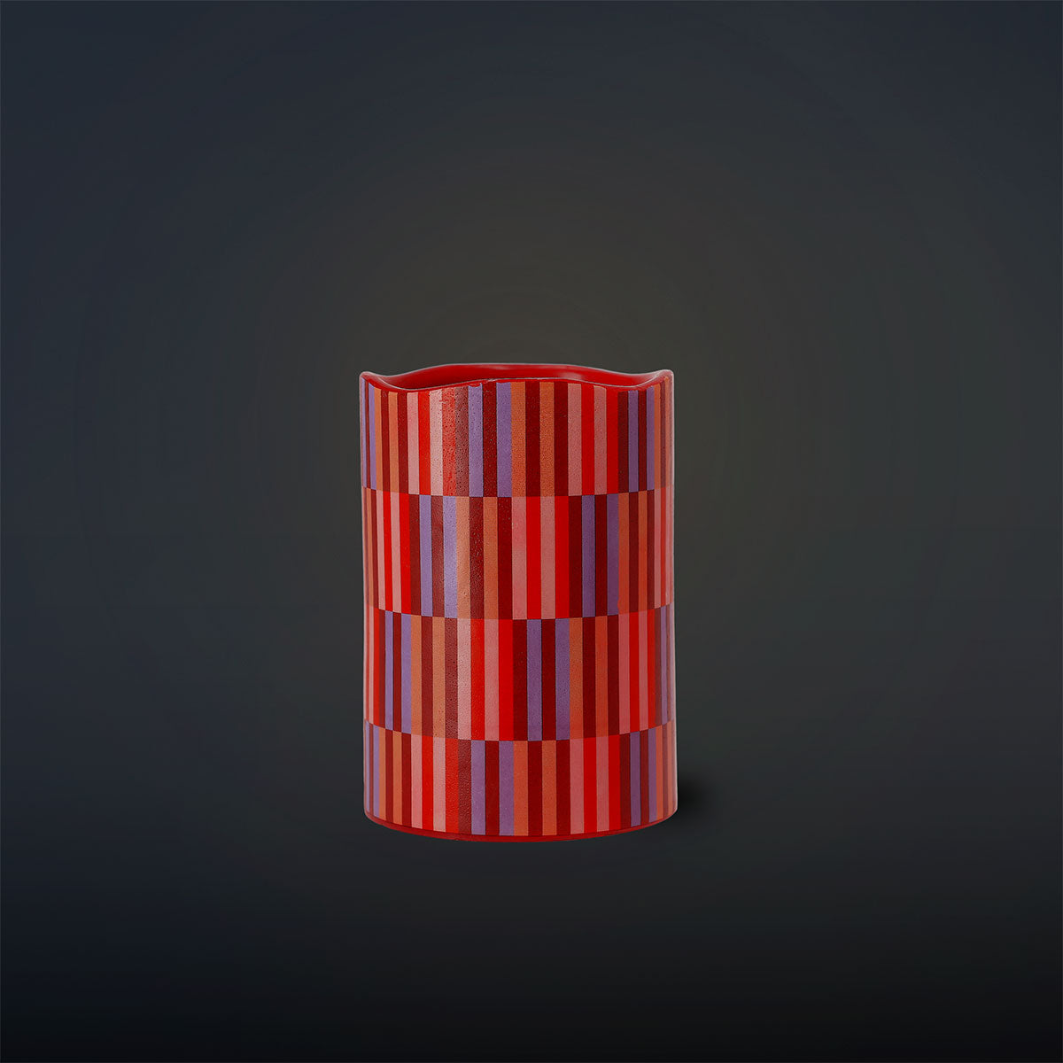 LED pillar candle with geometric pattern, 10 cm, from Flying Tiger Copenhagen, featuring modern design and warm ambient light.