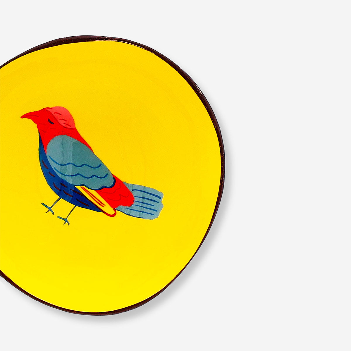 Decorative coconut bowl with hand-painted bird, 13 cm, ideal for home decor, from Flying Tiger Copenhagen.