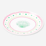 Ceramic kitchen plate with dotted design and seashell pattern, 16 cm, by Flying Tiger Copenhagen, on a white background.