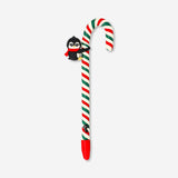 Candy cane-shaped ballpoint pen featuring a penguin decoration, perfect for office use, by Flying Tiger Copenhagen.