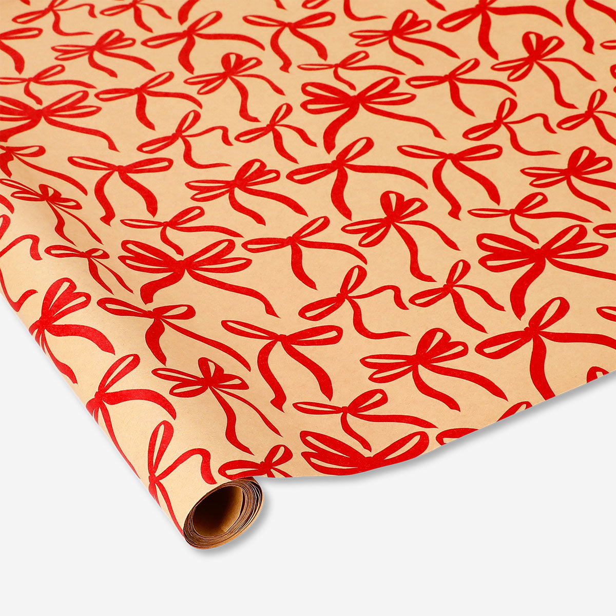 Red bows on 400 cm craft wrapping paper from Flying Tiger Copenhagen, perfect for office gift wrapping.