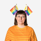 Colorful rainbow flag hairband for adults, perfect for party accessories, from Flying Tiger Copenhagen.
