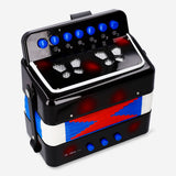 Flying Tiger Copenhagen acoustic accordion gadget with black bellows and metal buttons, showcasing a vintage musical instrument design.