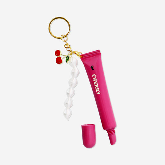 Pink lipgloss with charms - Cherry fragrance