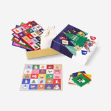Flying Tiger Copenhagen Christmas-themed picture lottery game with festive holiday images and colorful game cards.