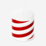 Candy cane striped pillar candle - 8 cm