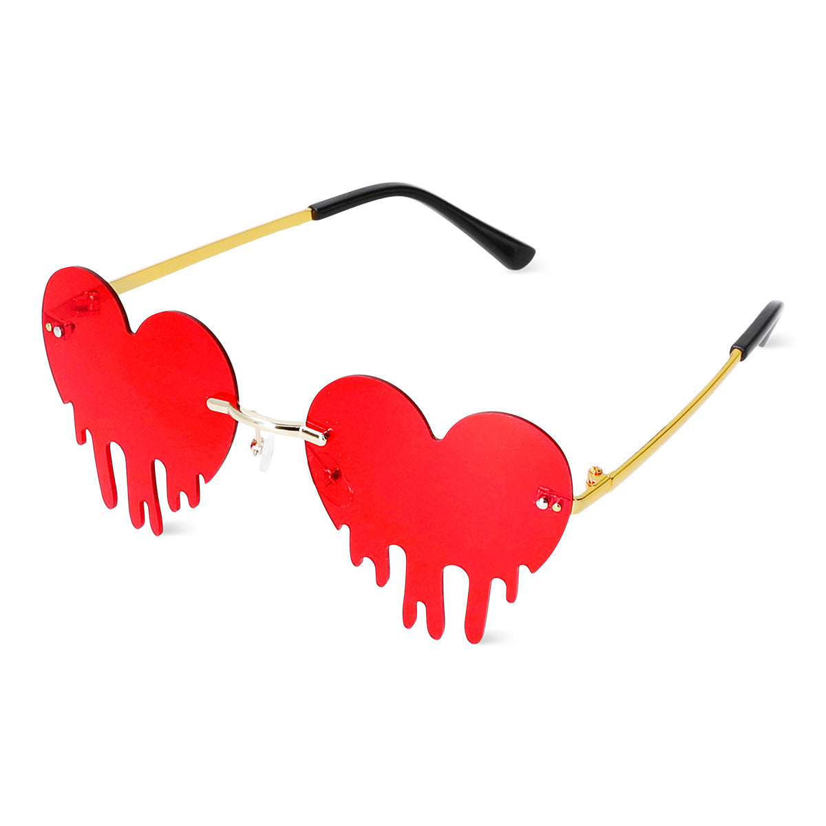Red drip hearts party glasses from Flying Tiger Copenhagen, featuring a fun heart-shaped design for celebrations.