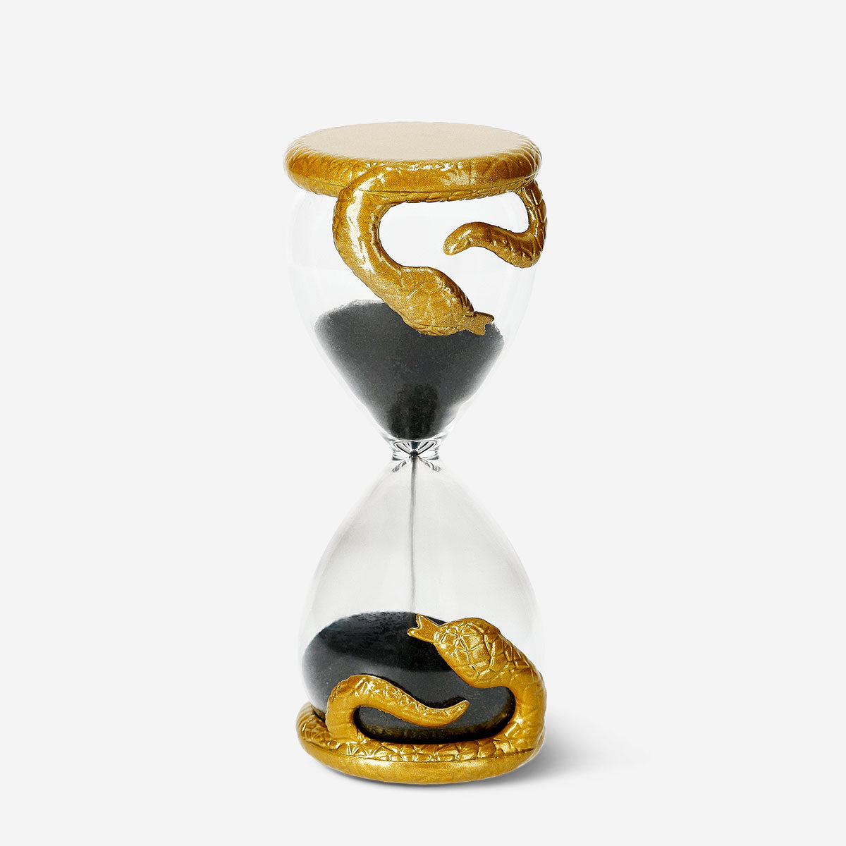 Decorative hourglass with a snake design from Flying Tiger Copenhagen, showcasing intricate details and a modern gadget aesthetic.