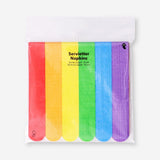 Rainbow party napkins with 16 pieces, featuring colorful striped design, from Flying Tiger Copenhagen.