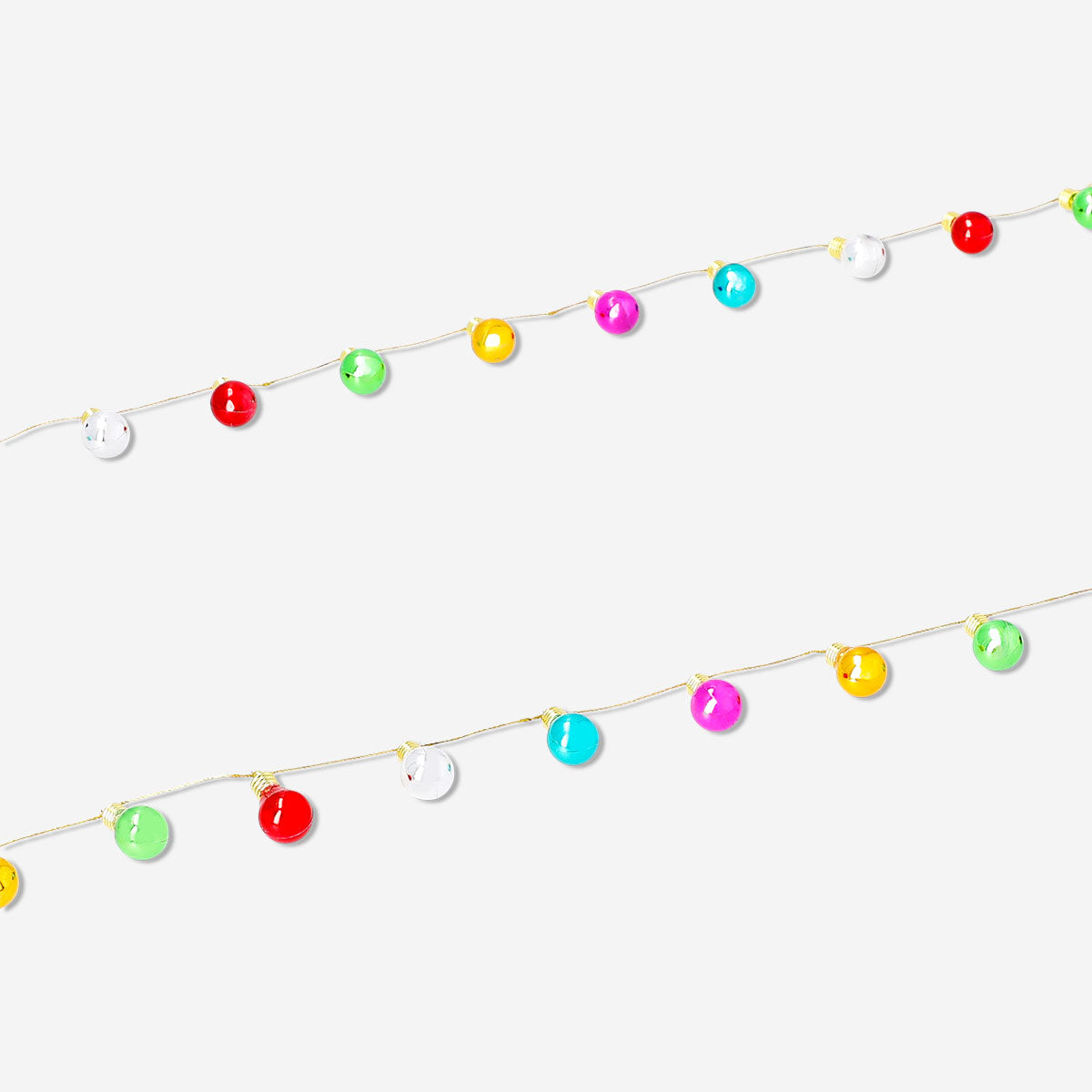 Flying Tiger Copenhagen big bauble garland ribbon, 1.75 m long, decorative office ornament with colorful shiny baubles.