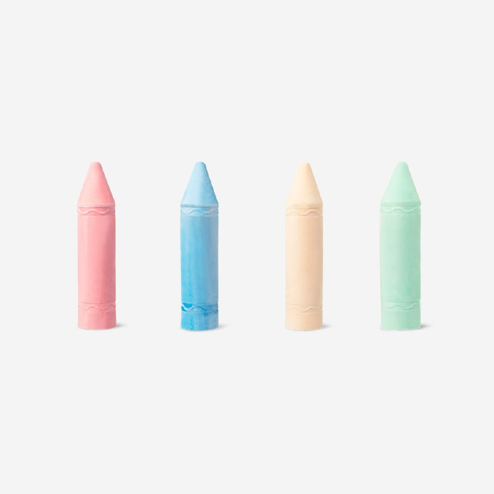 Four colorful Jumbo pavement chalks from Flying Tiger Copenhagen for outdoor drawing and creative play.