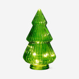 Glowing Christmas tree in glass ornament, Flying Tiger Copenhagen home decor, festive holiday decoration with warm light.