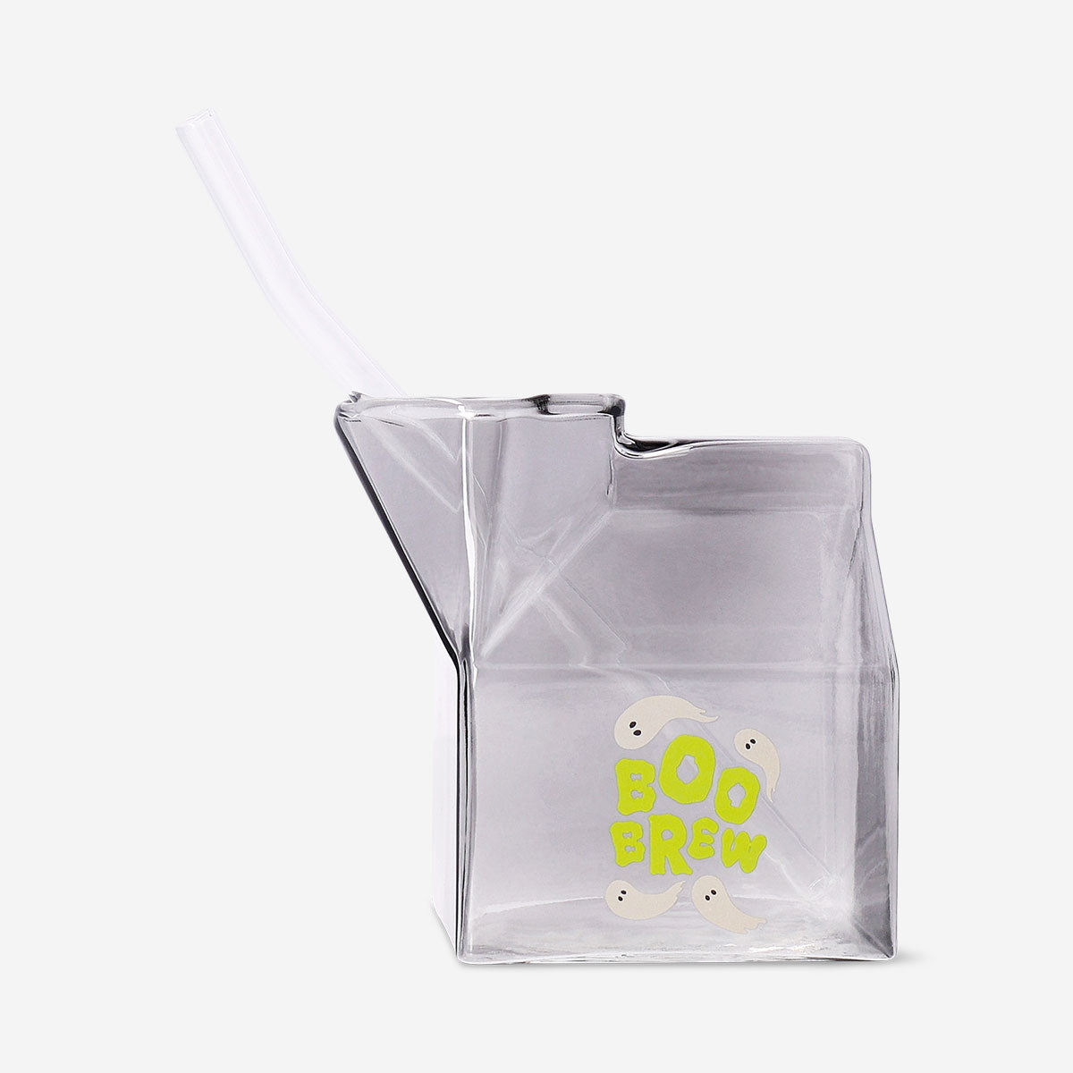 Glass milk carton with straw, 350 ml, from Flying Tiger Copenhagen, kitchen item suitable for drinks and beverage serving.