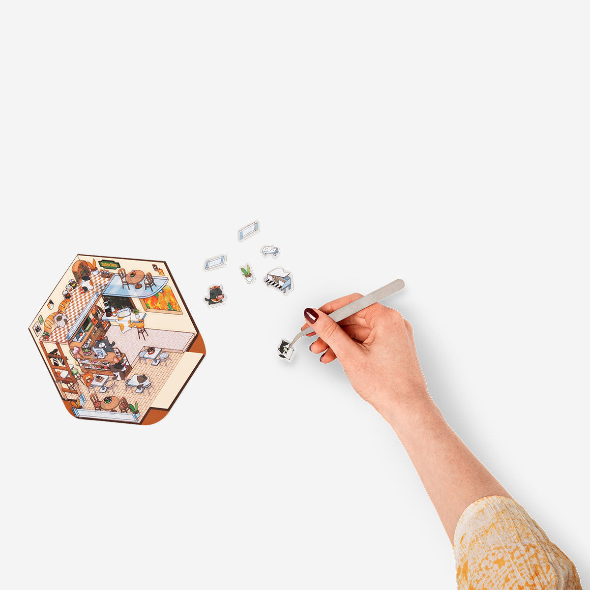 Colorful 3D sticker scene by Flying Tiger Copenhagen featuring playful designs and vibrant illustrations for creative decorating.