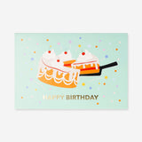 Flying Tiger Copenhagen pop-up birthday card featuring a colorful slice of cake with festive design.