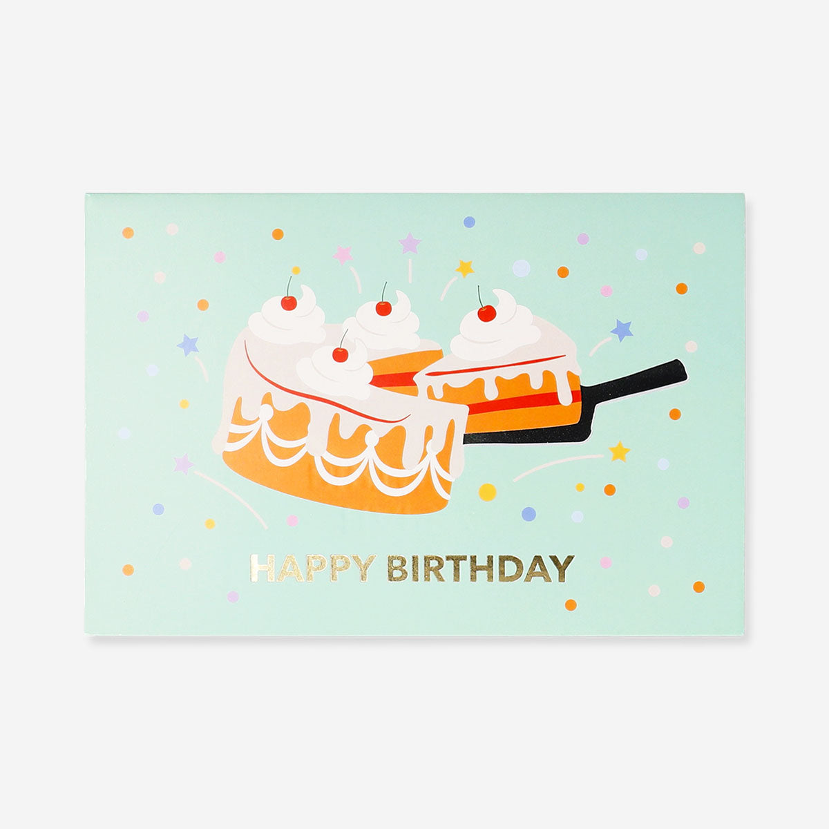 Flying Tiger Copenhagen pop-up birthday card featuring a colorful slice of cake with festive design.