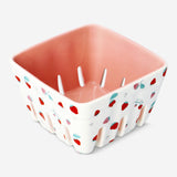 Ceramic kitchen colander with strawberry print by Flying Tiger Copenhagen, featuring a round shape and vibrant red strawberry design.