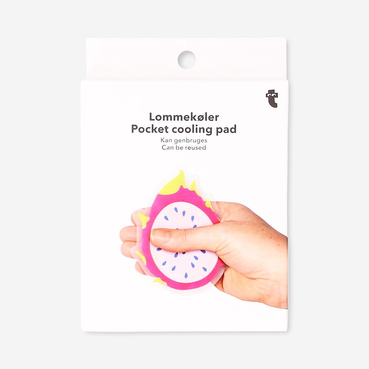 Flying Tiger Copenhagen pocket cooling pad featuring a vibrant dragon fruit design, compact gadget for refreshing comfort.