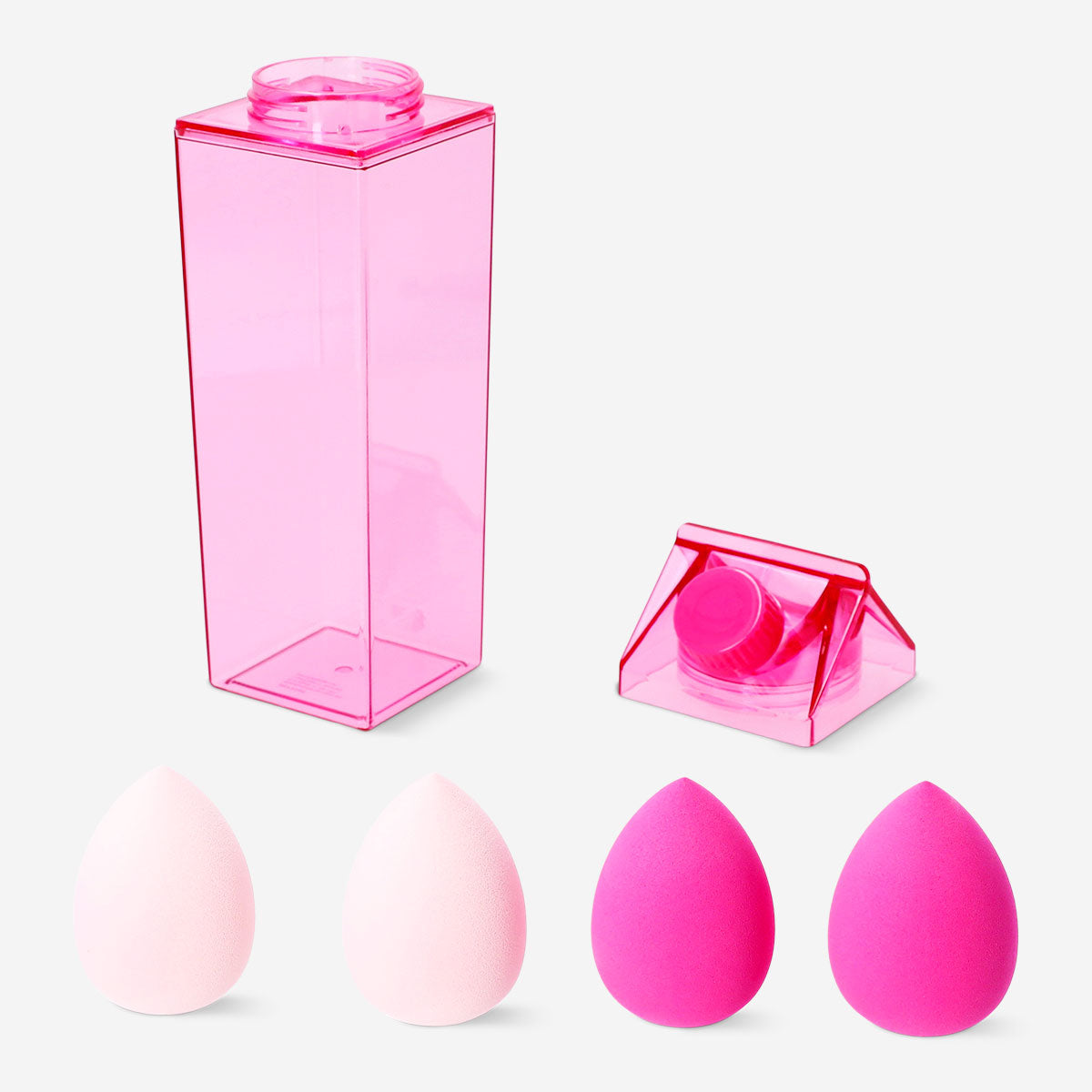 Flying Tiger Copenhagen makeup blender sponges in milk carton, soft personal care tools for flawless makeup application.