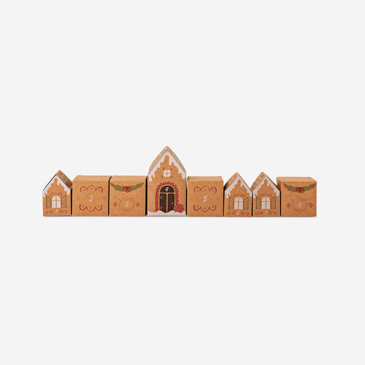 Advent gift boxes in gingerbread house design - 24 pcs