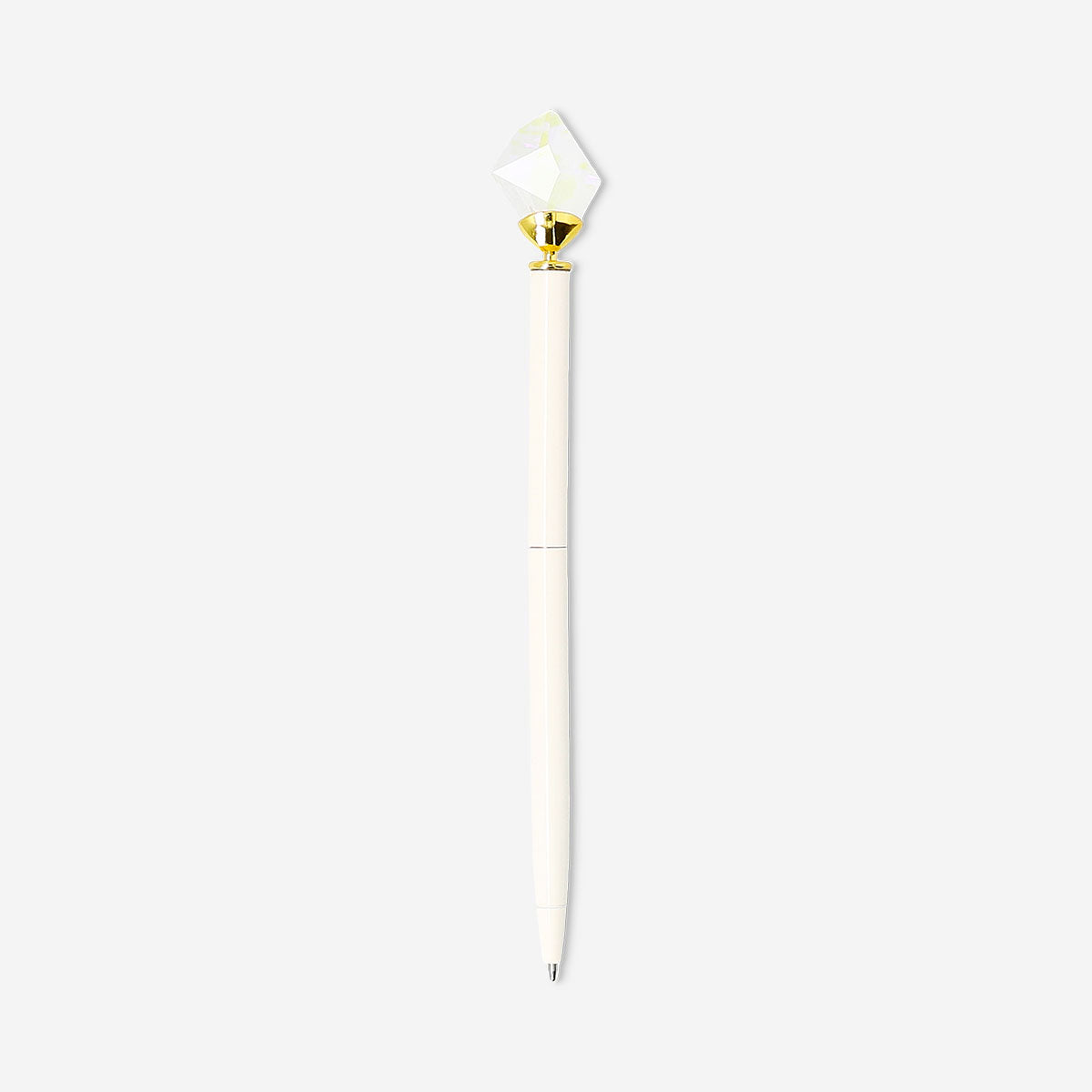White Flying Tiger Copenhagen ballpoint pen with a decorative crystal topper, ideal for office use.