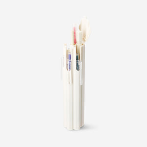 Set of nine Flying Tiger Copenhagen office pens in a box, featuring colorful ink tips and sleek design for writing and office use.